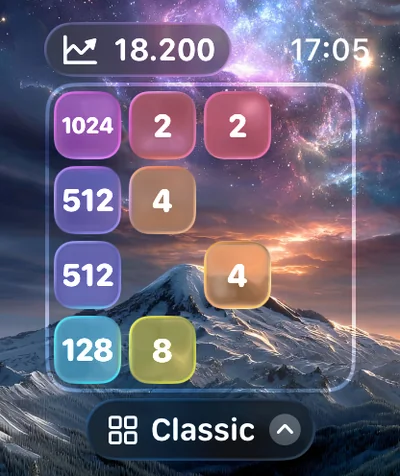Glass 2048 running on iOS device - Apple Watch